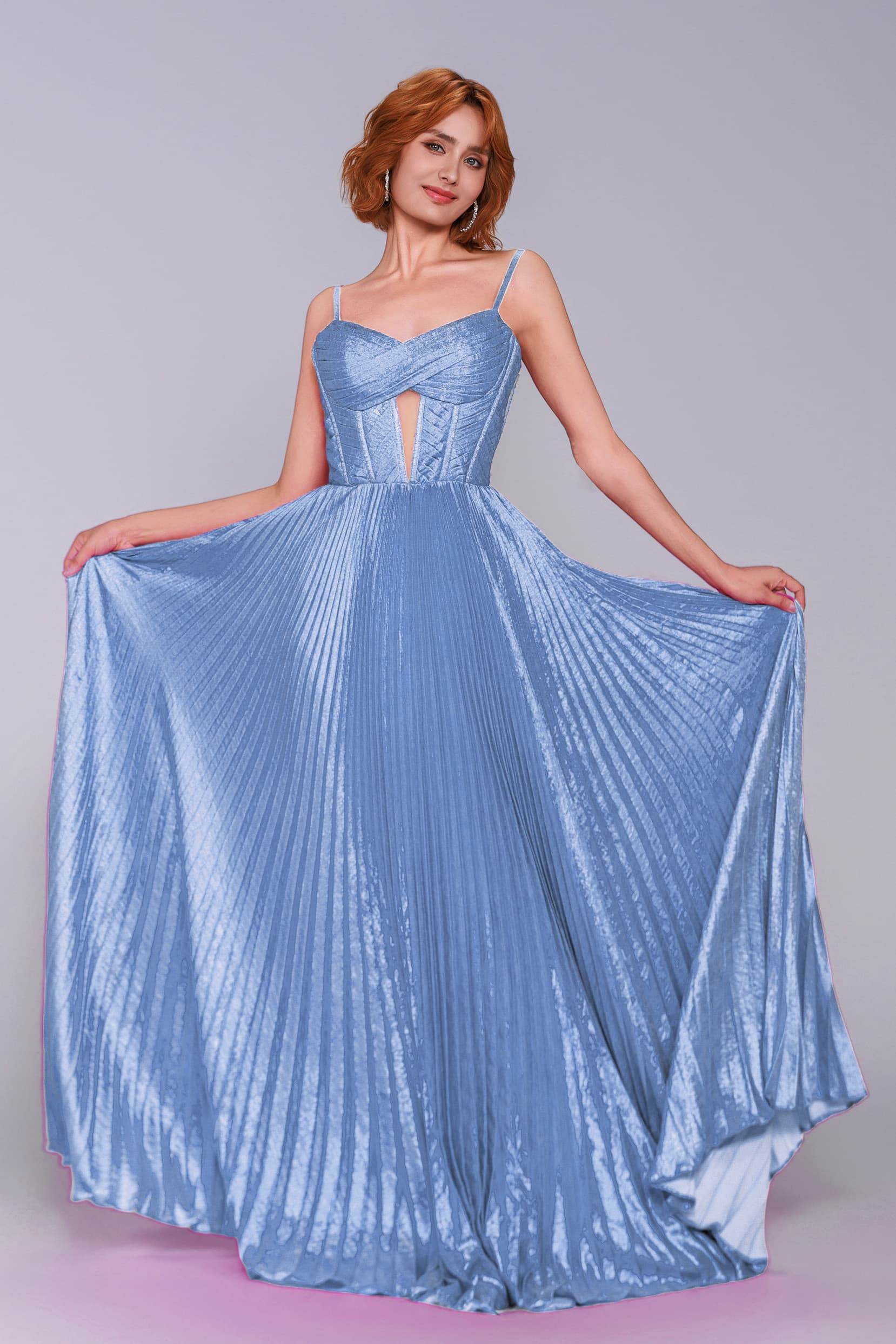 A-Line Maxi Metallic Prom Dress CS0963 - COCOMELODY