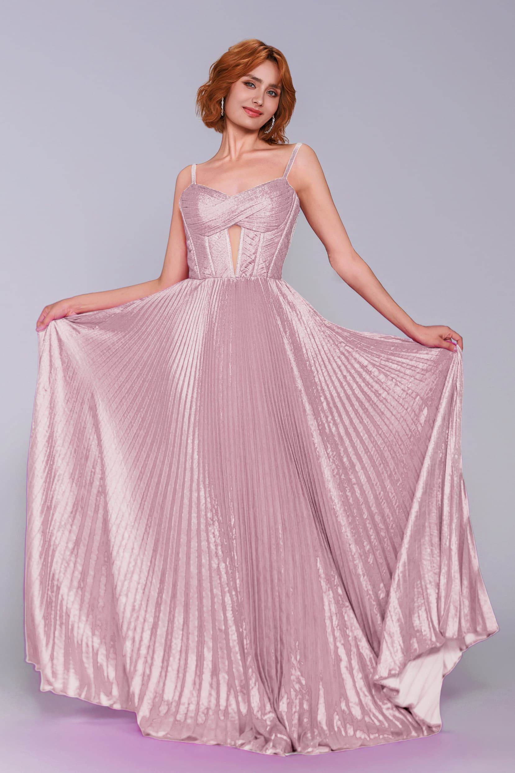 A-Line Maxi Metallic Prom Dress CS0963 - COCOMELODY