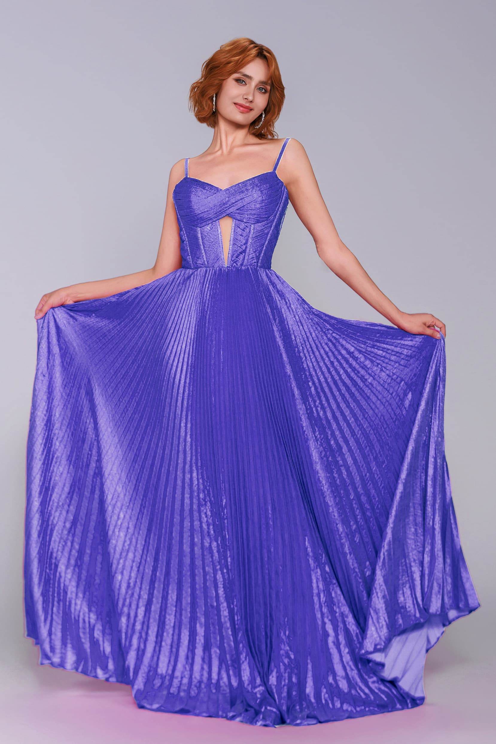 A-Line Maxi Metallic Prom Dress CS0963 - COCOMELODY