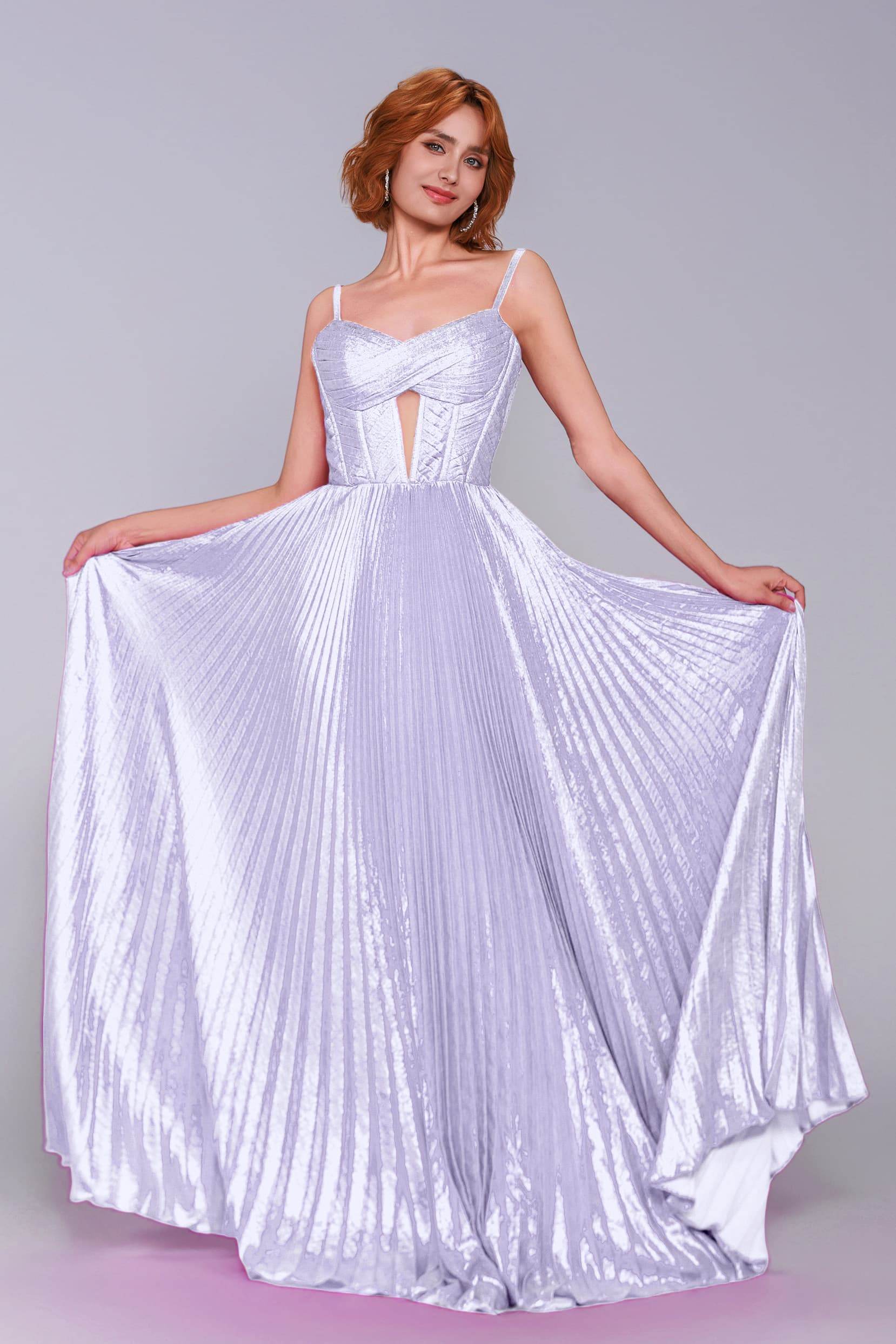 A-Line Maxi Metallic Prom Dress CS0963 - COCOMELODY
