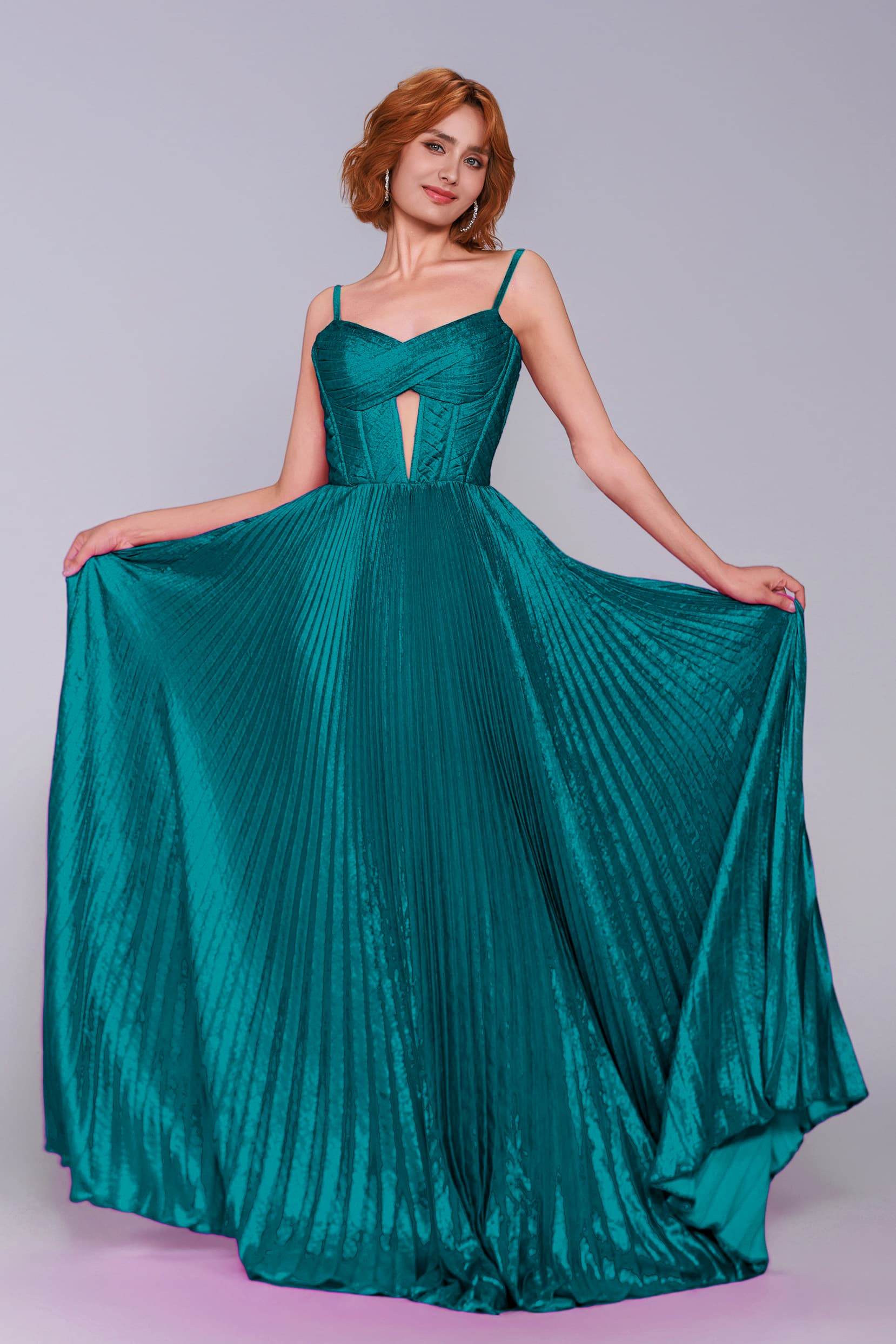 A-Line Maxi Metallic Prom Dress CS0963 - COCOMELODY