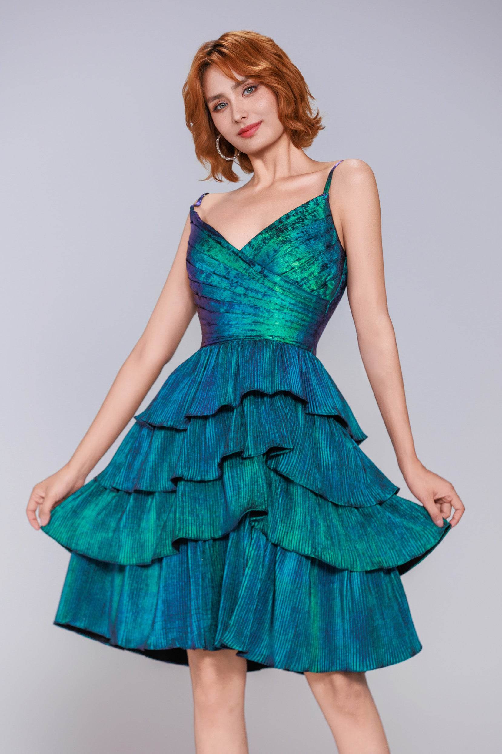 Ball Gown Mini Metallic Homecoming Dress CS0964 - COCOMELODY