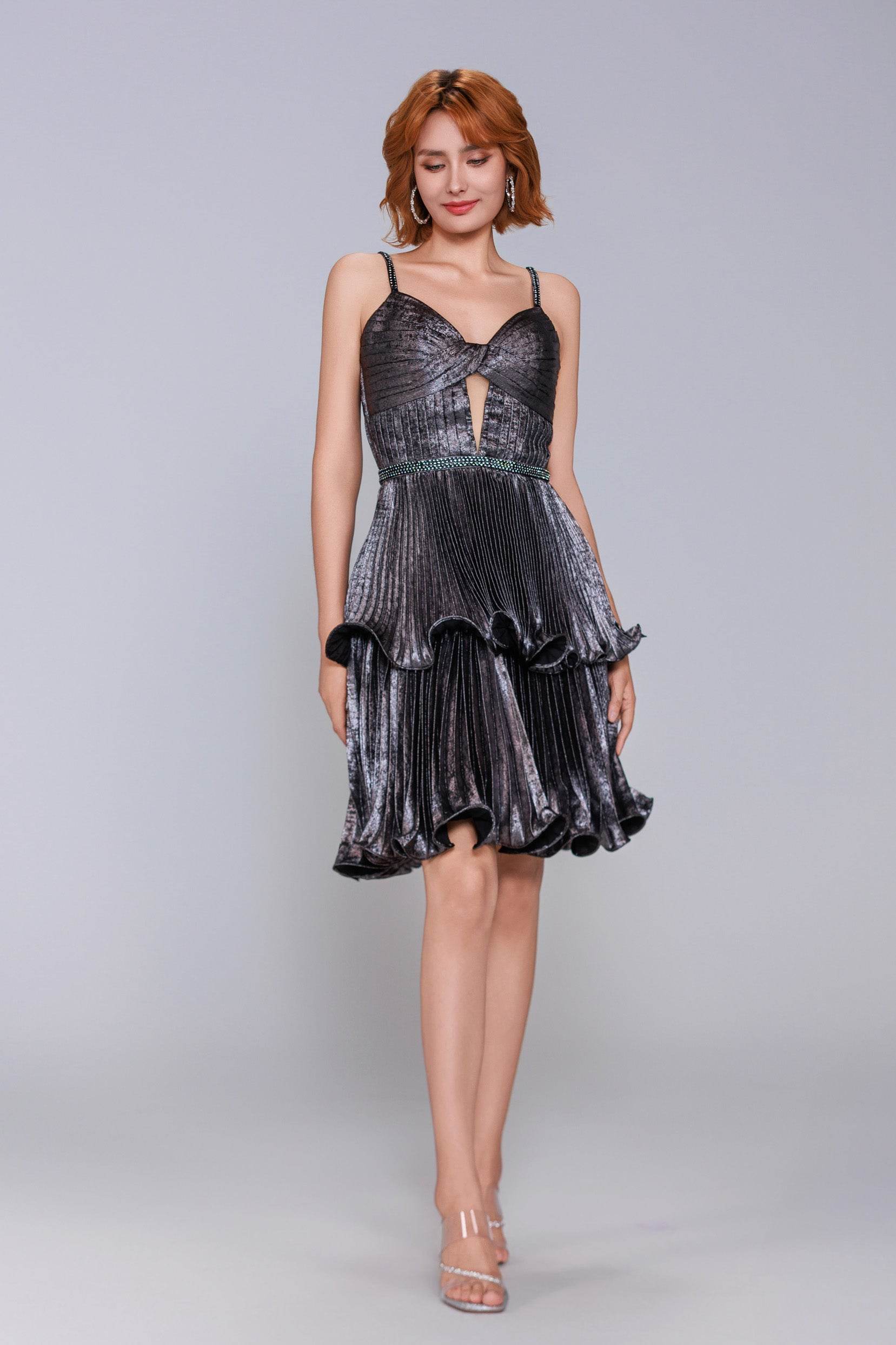 A-Line Mini Metallic Homecoming Dress CS0968 - COCOMELODY