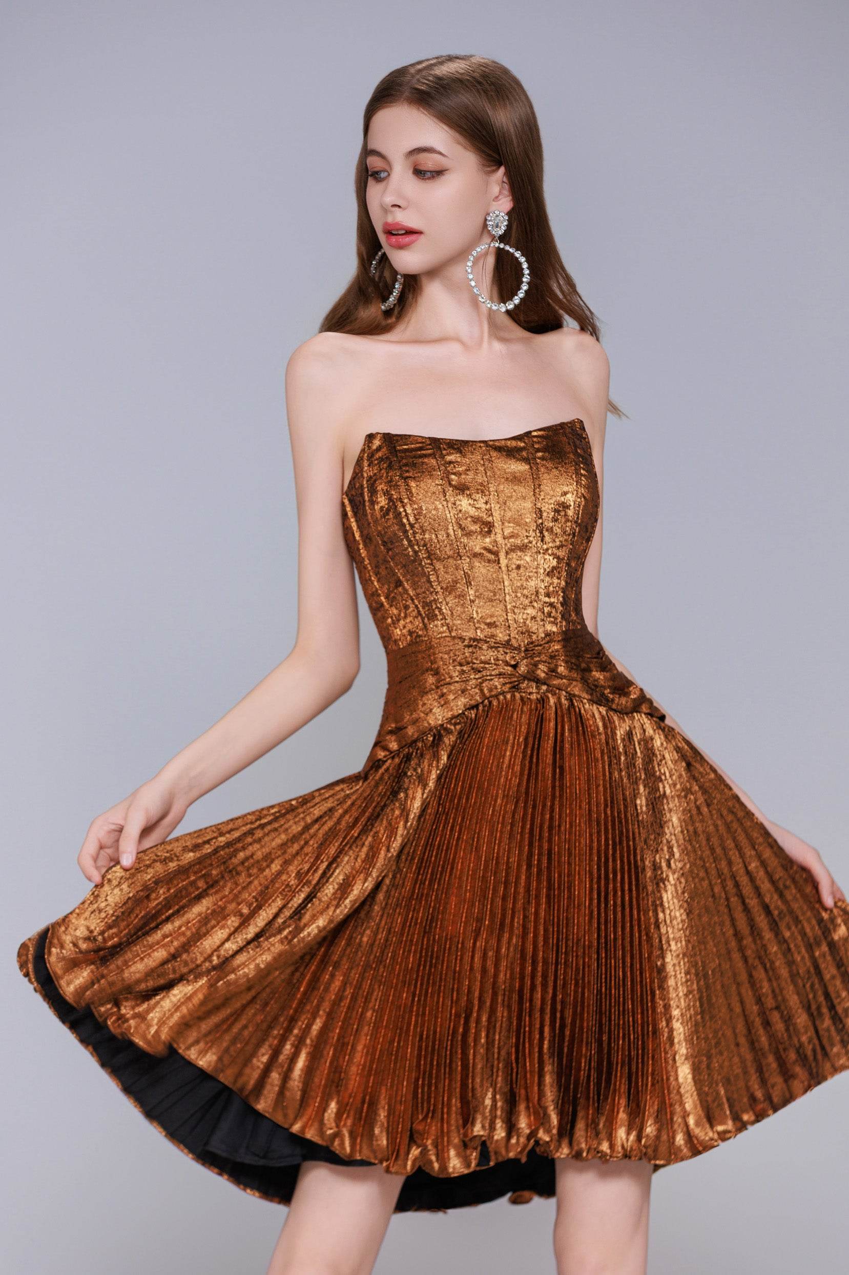A-Line Mini Metallic Homecoming Dress CS0969 - COCOMELODY