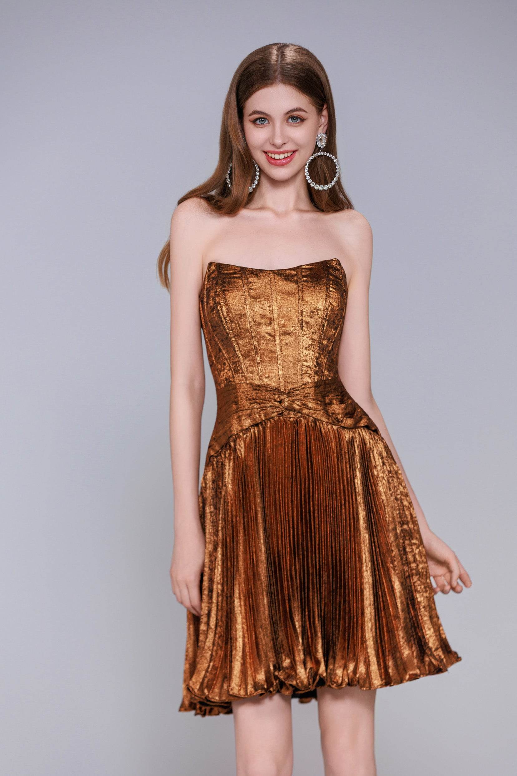 A-Line Mini Metallic Homecoming Dress CS0969 - COCOMELODY