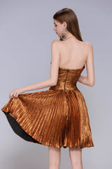A-Line Mini Metallic Homecoming Dress CS0969 - COCOMELODY