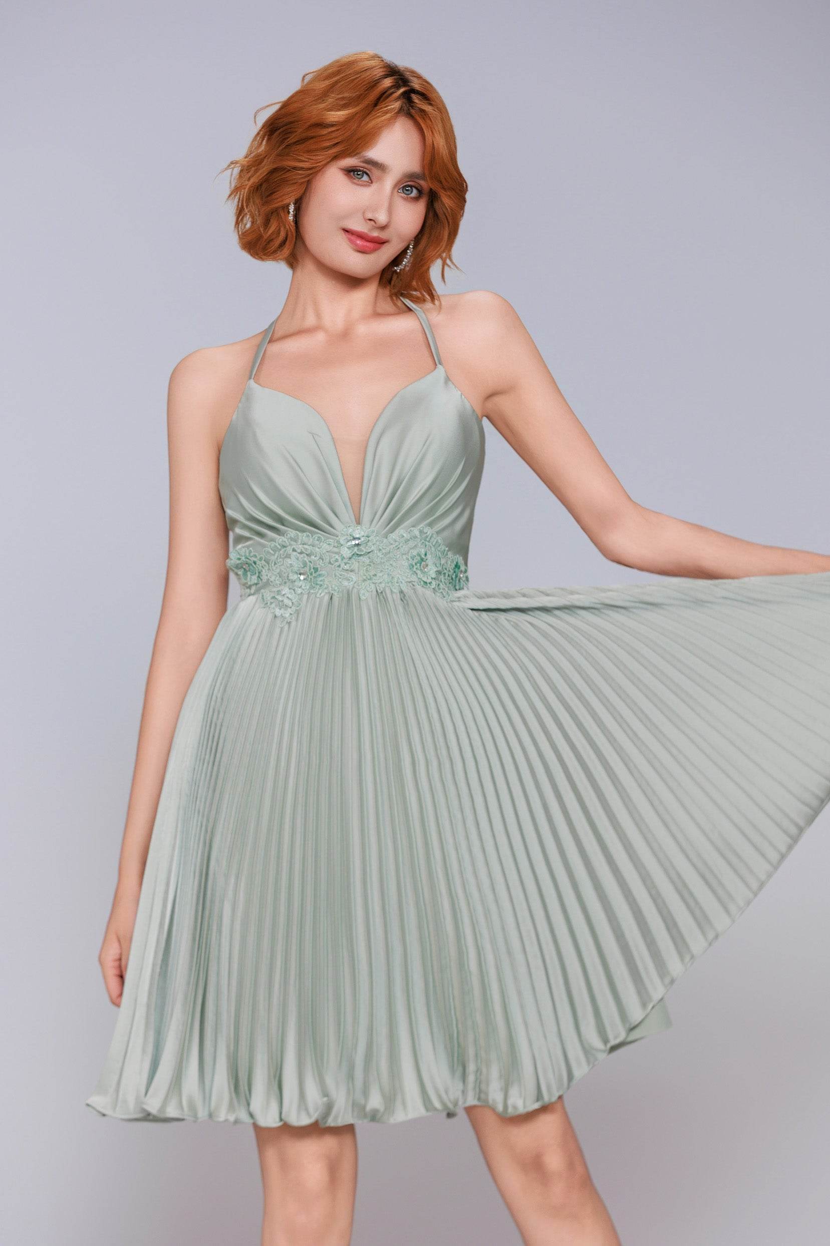 A-Line Mini Acetate Satin Homecoming Dress CS0972 - COCOMELODY