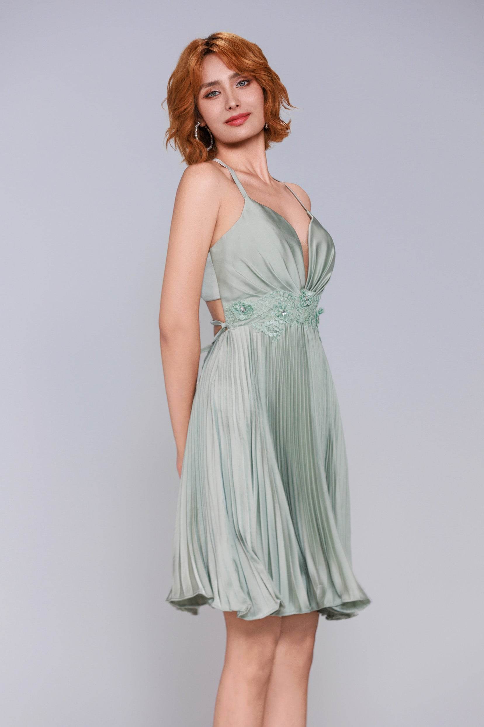 A-Line Mini Acetate Satin Homecoming Dress CS0972 - COCOMELODY