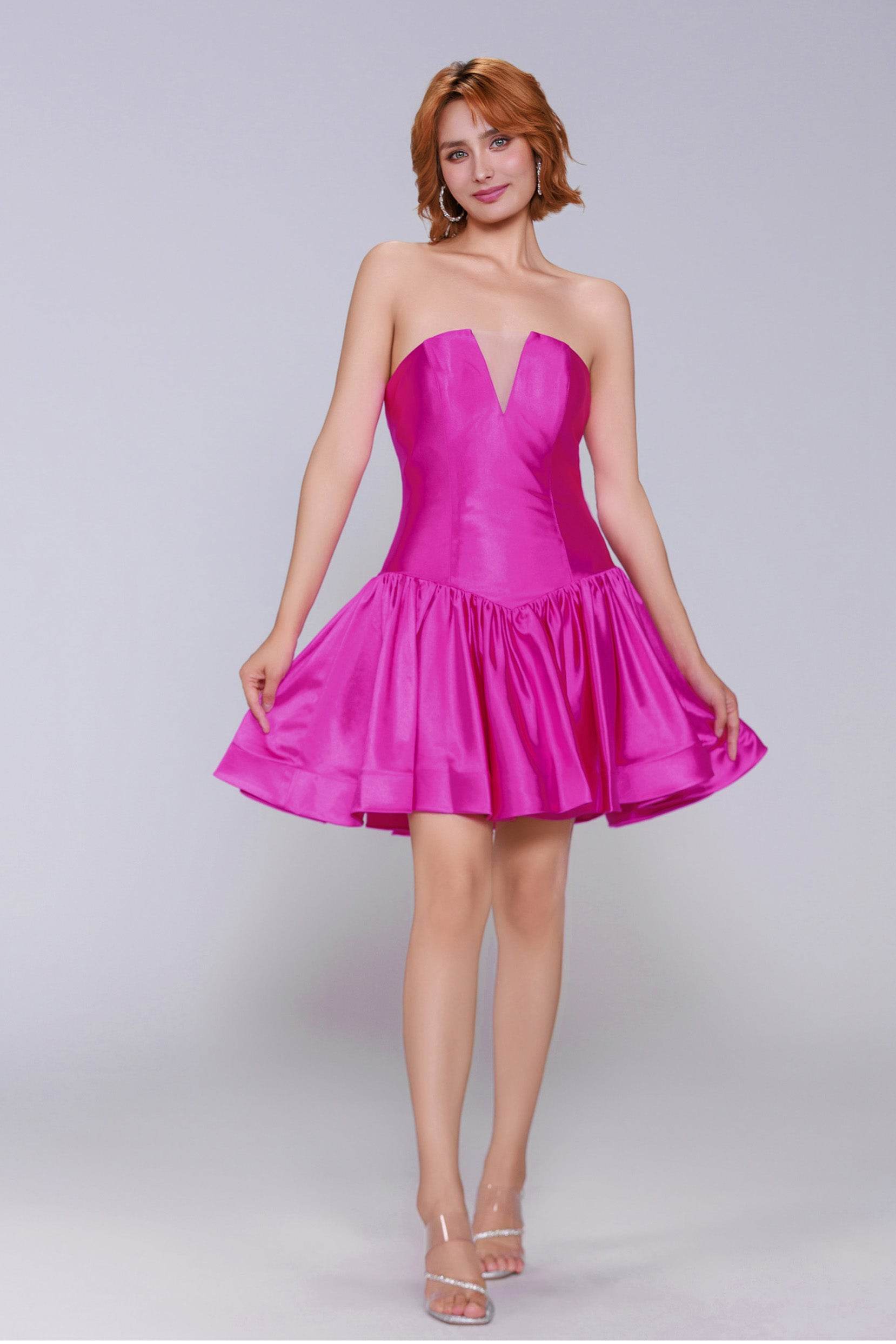 A-Line Mini Stretch Satin Homecoming Dress CS0973 - COCOMELODY