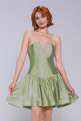A-Line Mini Stretch Satin Homecoming Dress CS0973 - COCOMELODY