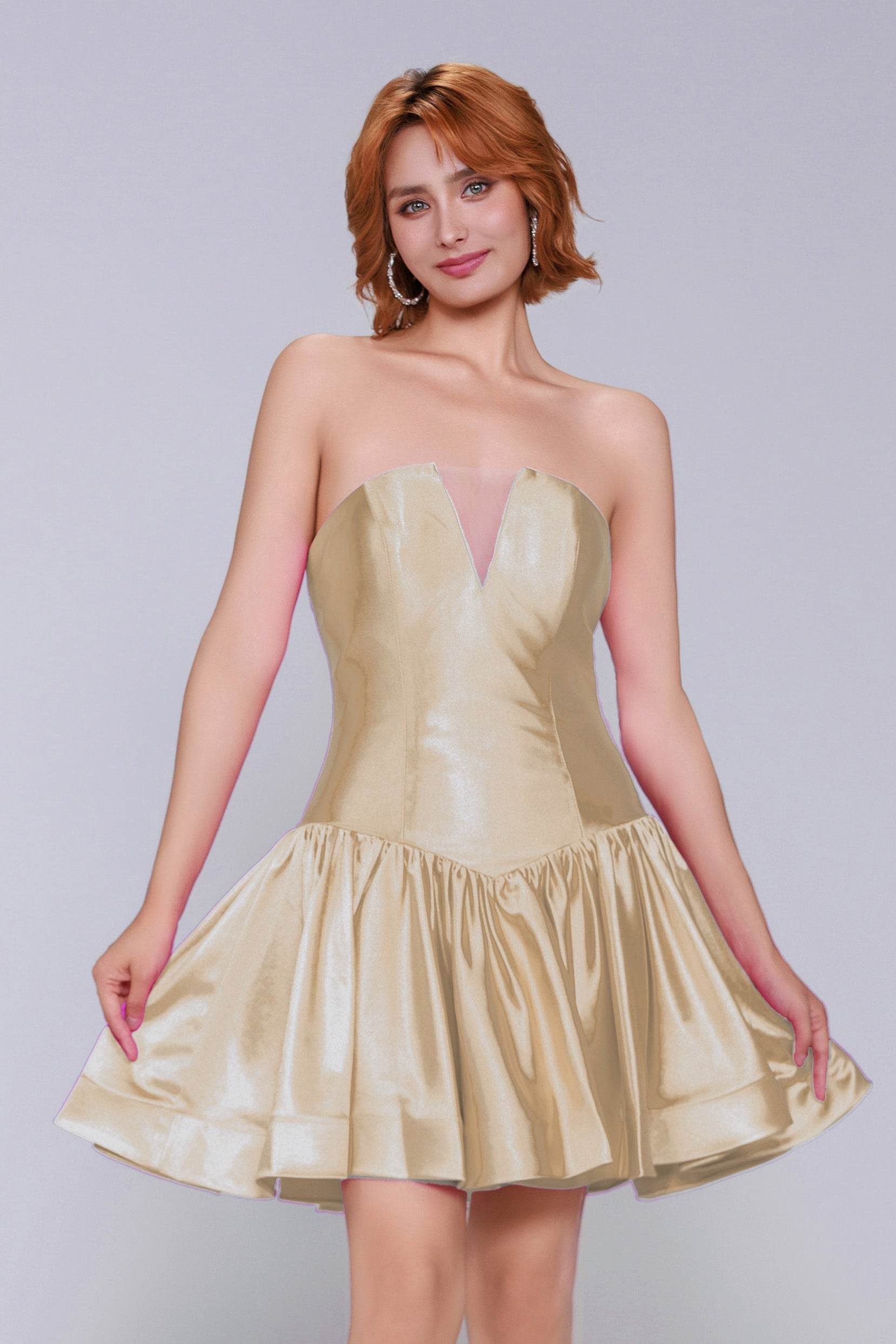 A-Line Mini Stretch Satin Homecoming Dress CS0973 - COCOMELODY