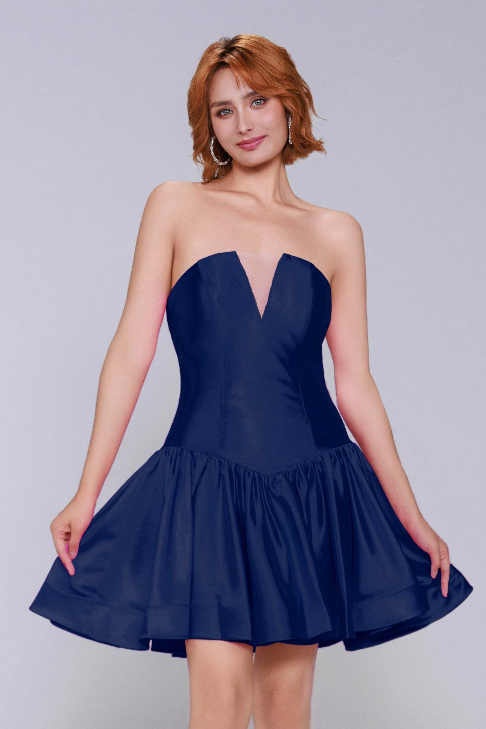 A-Line Mini Stretch Satin Homecoming Dress CS0973 - COCOMELODY