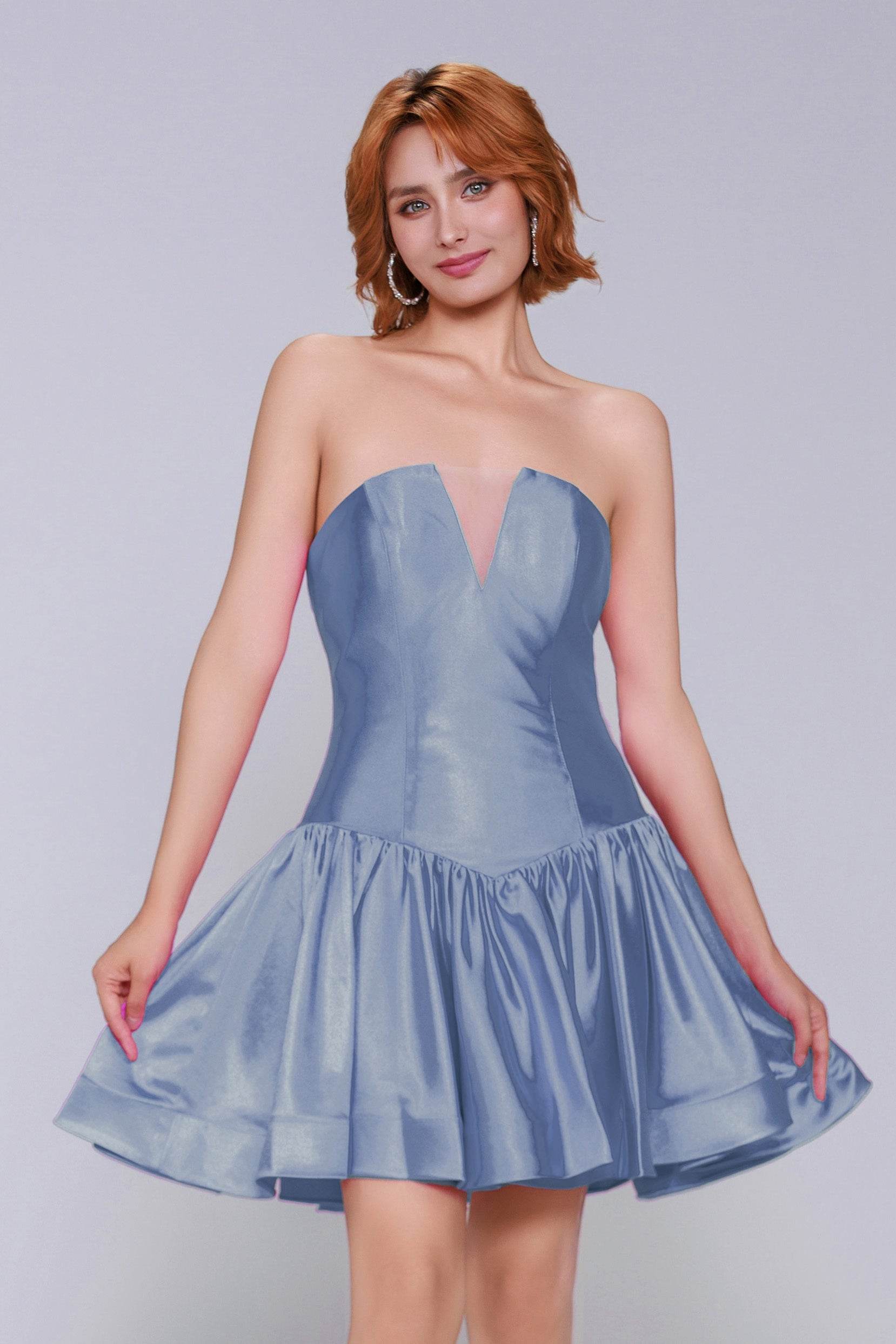 A-Line Mini Stretch Satin Homecoming Dress CS0973 - COCOMELODY