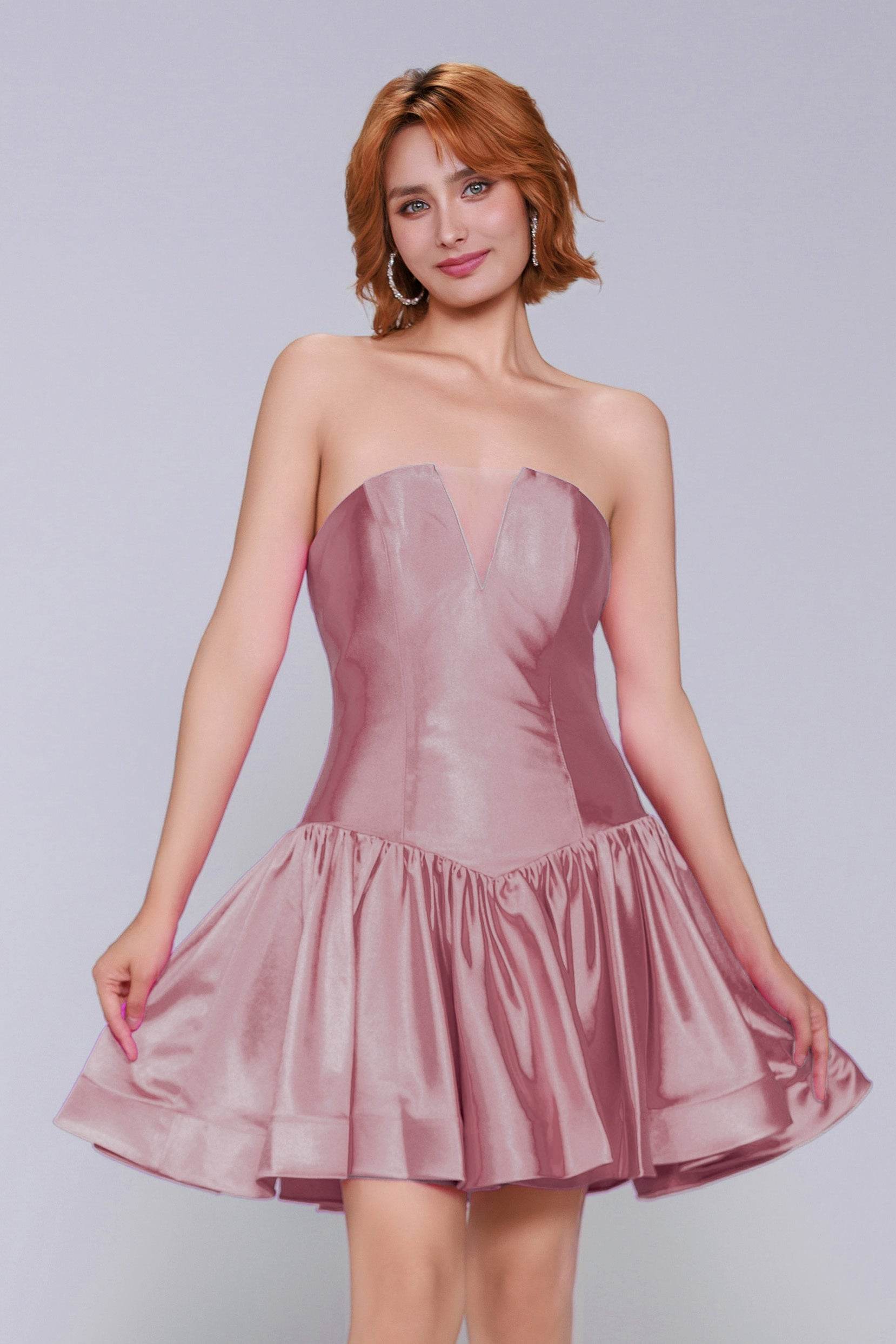 A-Line Mini Stretch Satin Homecoming Dress CS0973 - COCOMELODY
