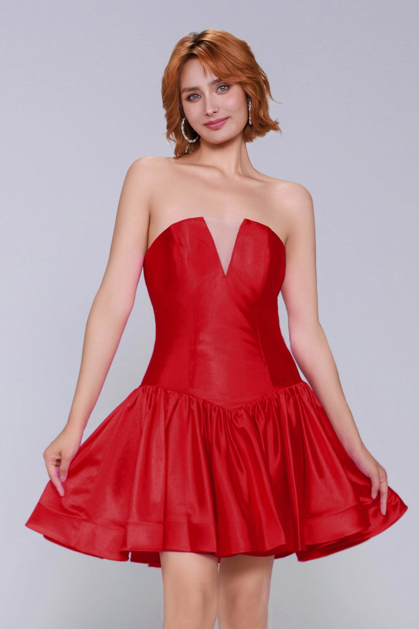 A-Line Mini Stretch Satin Homecoming Dress CS0973 - COCOMELODY