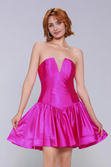 A-Line Mini Stretch Satin Homecoming Dress CS0973 - COCOMELODY