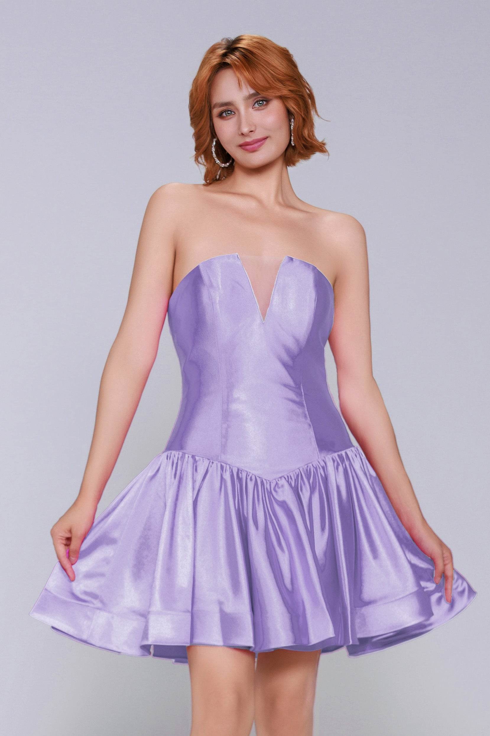A-Line Mini Stretch Satin Homecoming Dress CS0973 - COCOMELODY