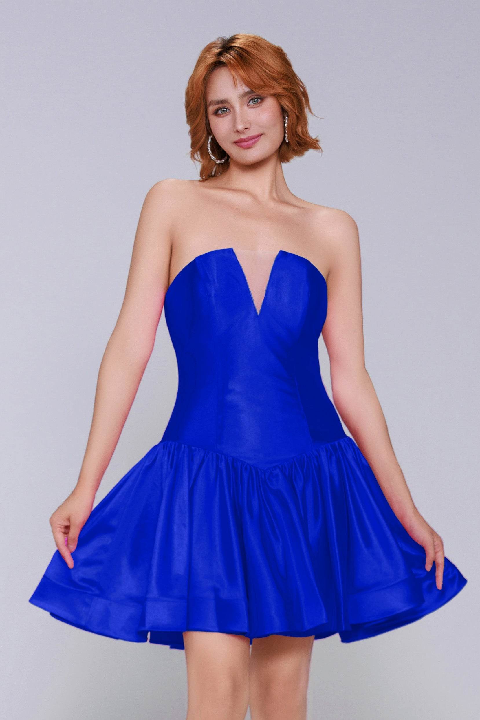 A-Line Mini Stretch Satin Homecoming Dress CS0973 - COCOMELODY