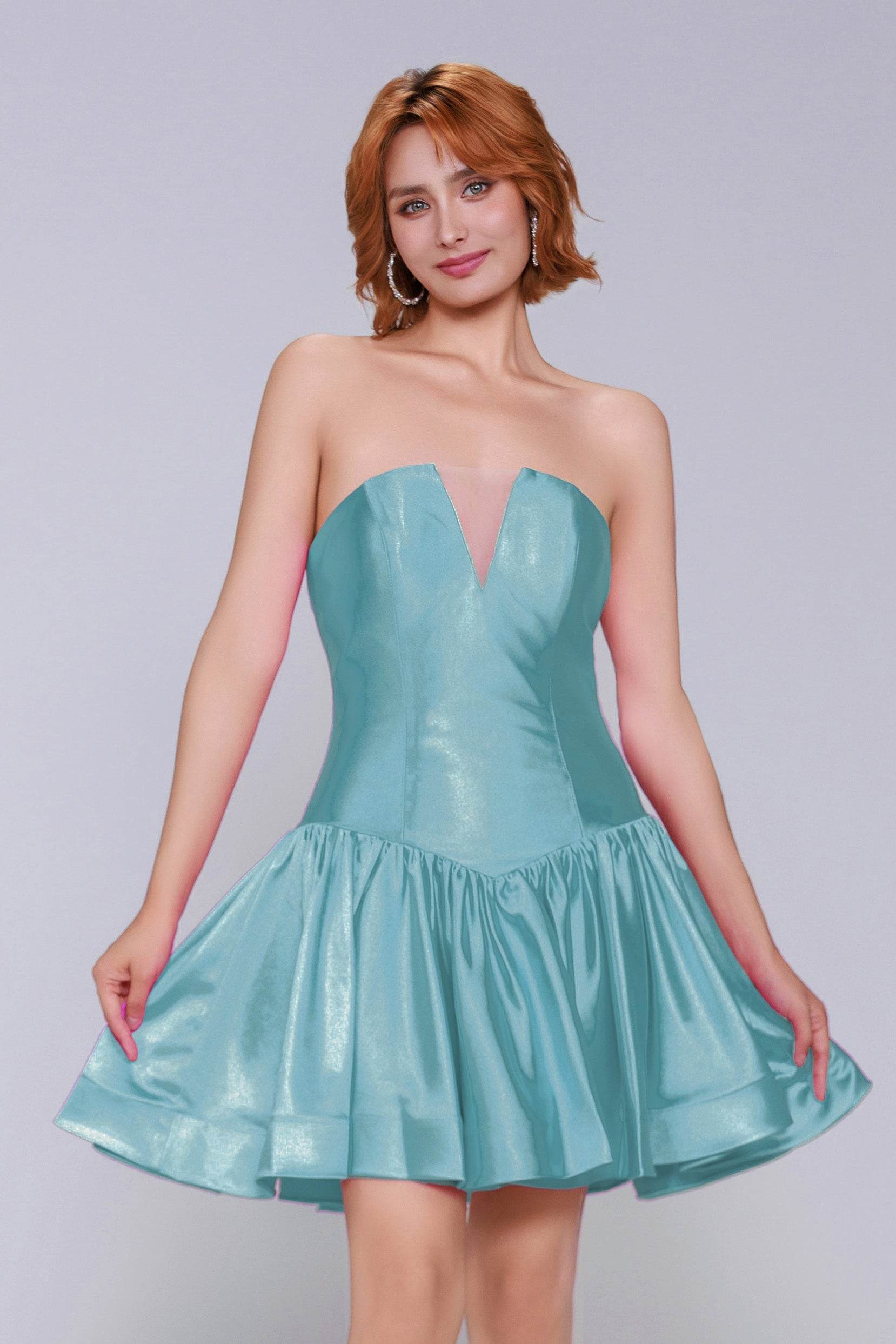 A-Line Mini Stretch Satin Homecoming Dress CS0973 - COCOMELODY