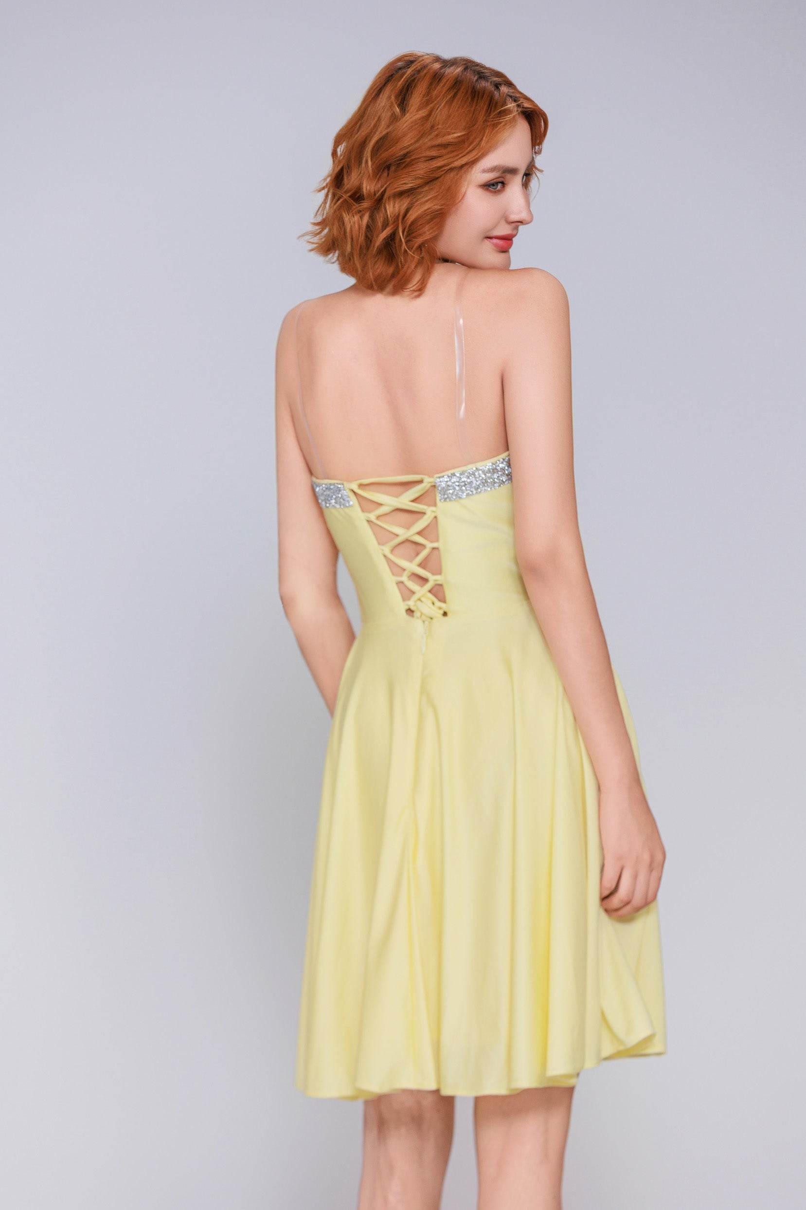 A-Line Mini Stretch Crepe Homecoming Dress CS0980 - COCOMELODY