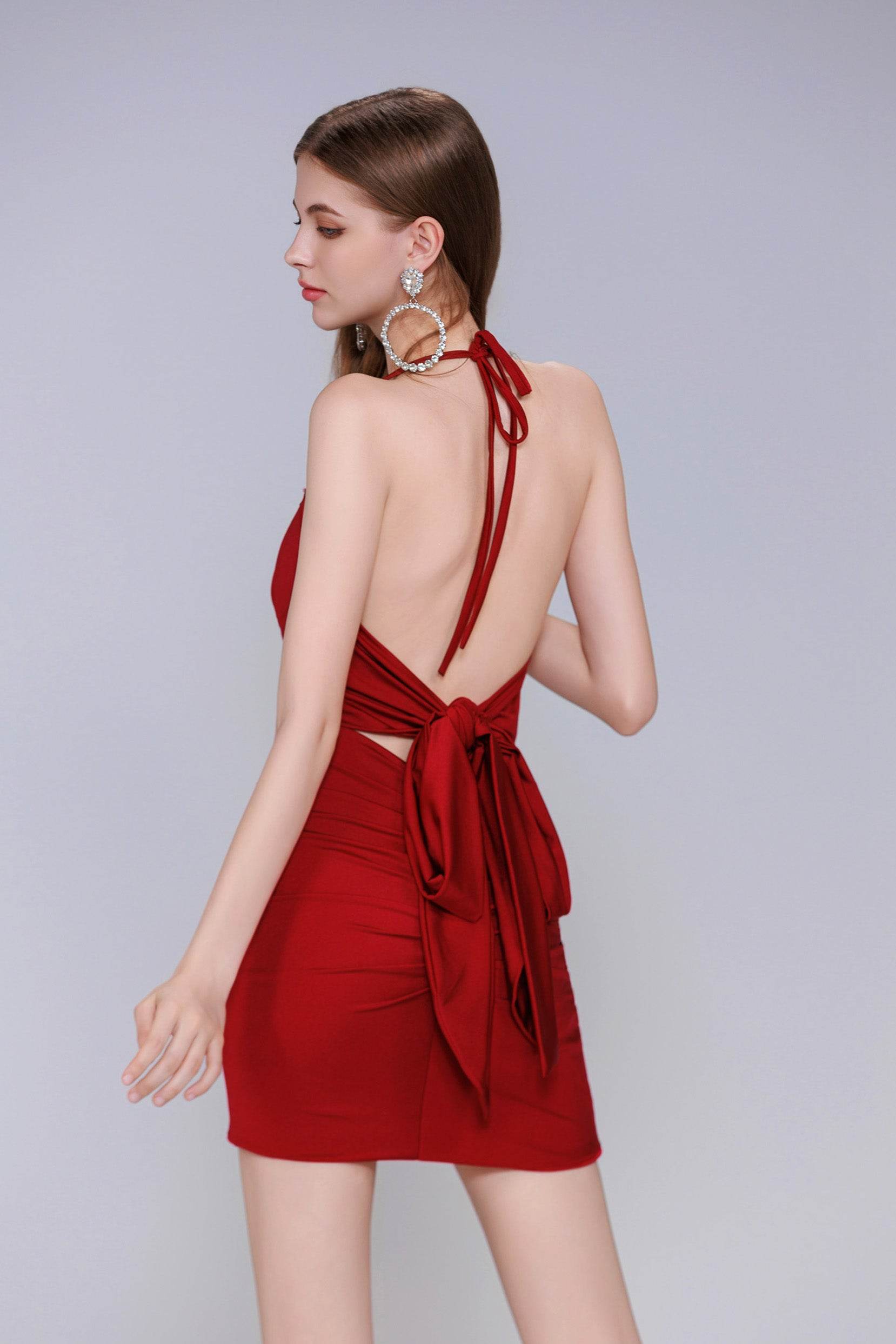 Sheath-Column Mini Stretch Crepe Homecoming Dress CS0982 - COCOMELODY