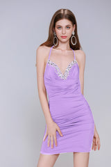 Sheath-Column Mini Stretch Crepe Homecoming Dress CS0982
