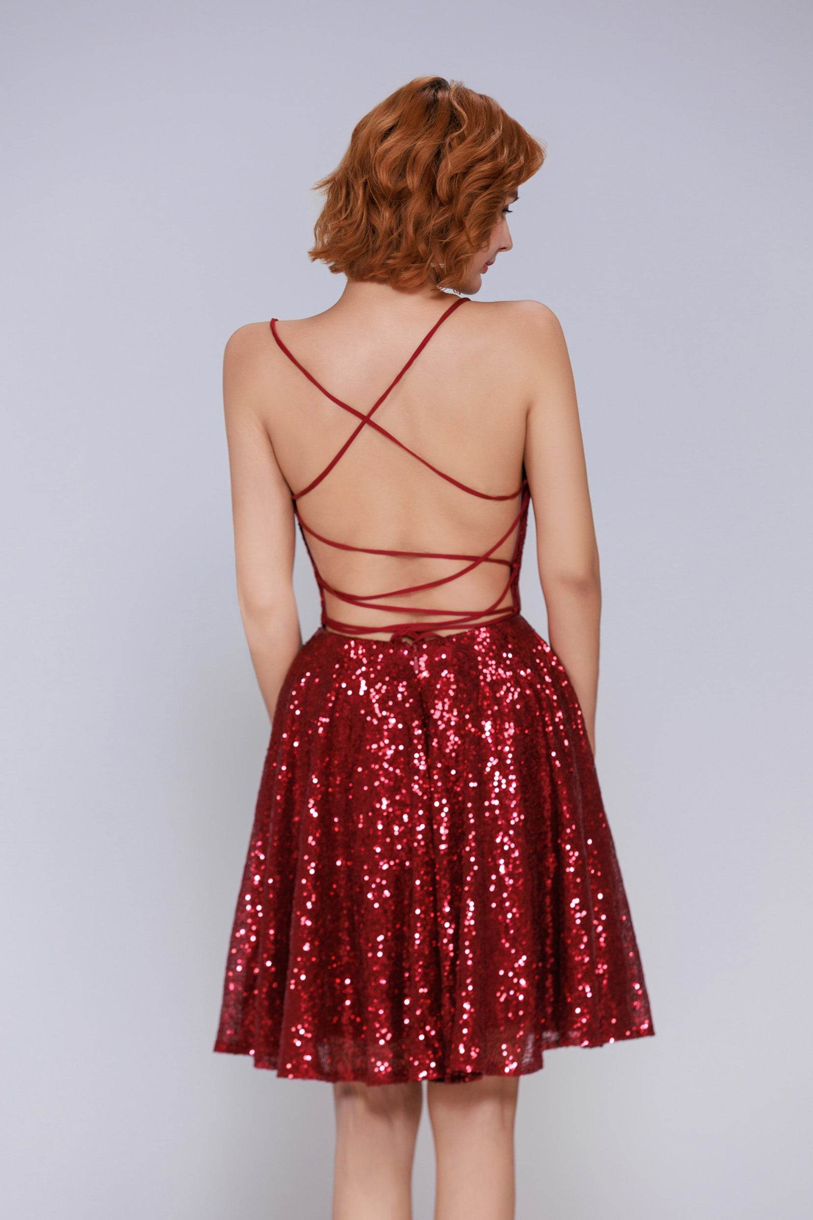 A-Line Mini Sequined Homecoming Dress CS0983 - COCOMELODY