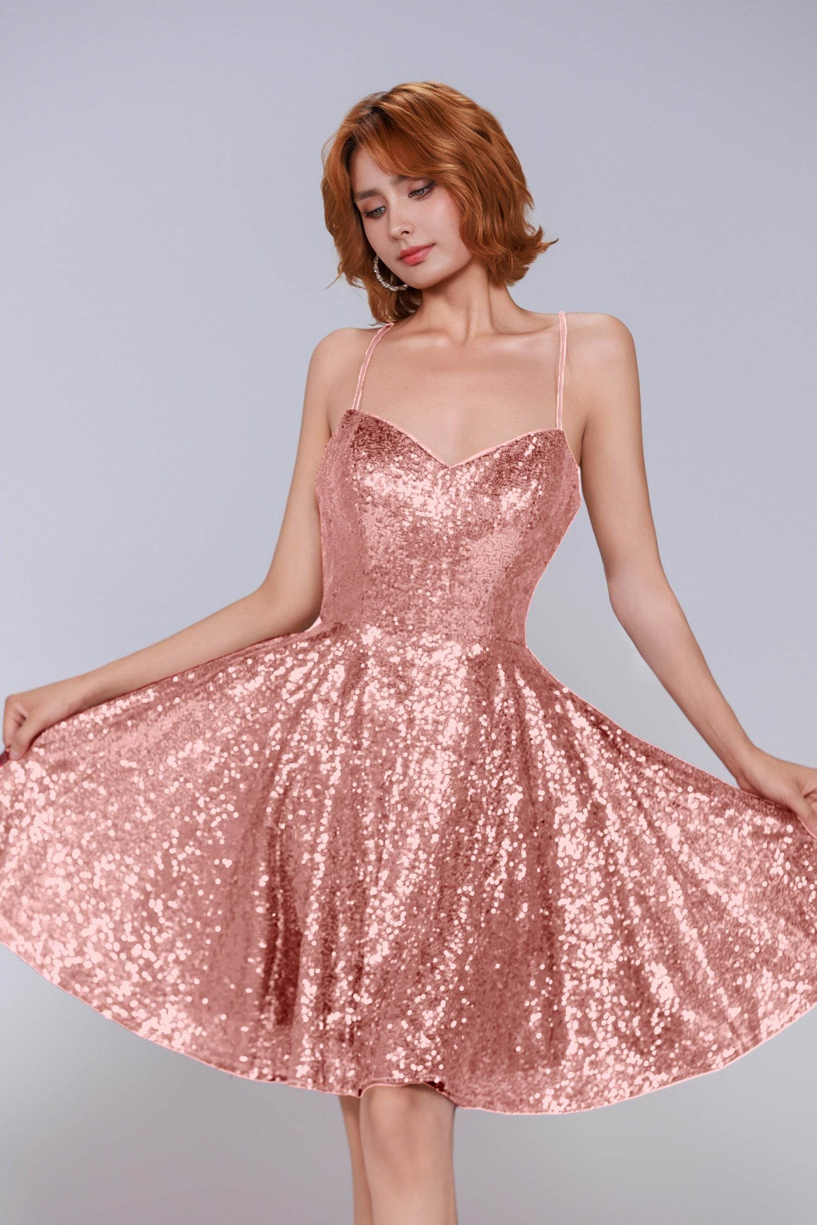 A-Line Mini Sequined Homecoming Dress CS0983 - COCOMELODY