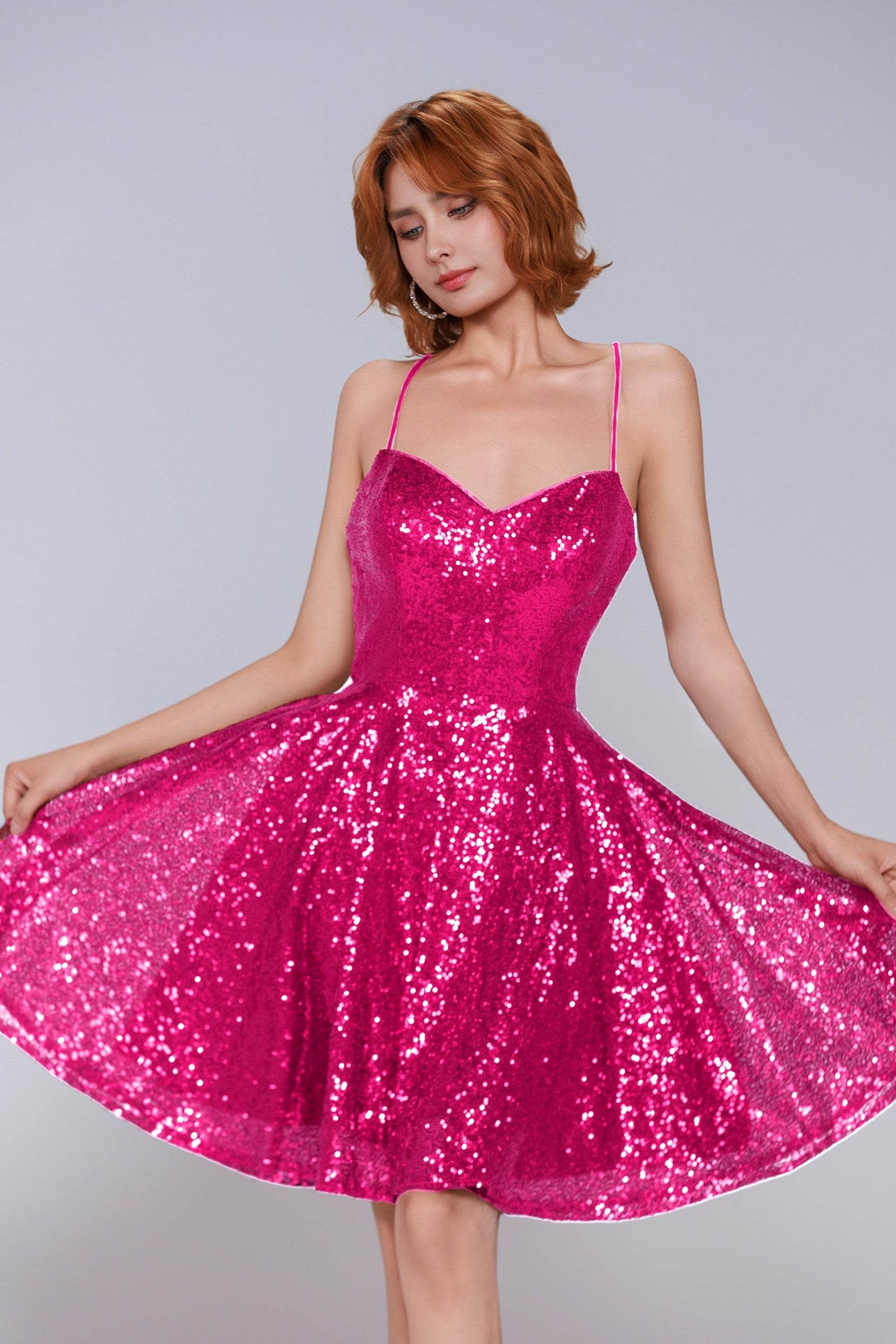 A-Line Mini Sequined Homecoming Dress CS0983 - COCOMELODY