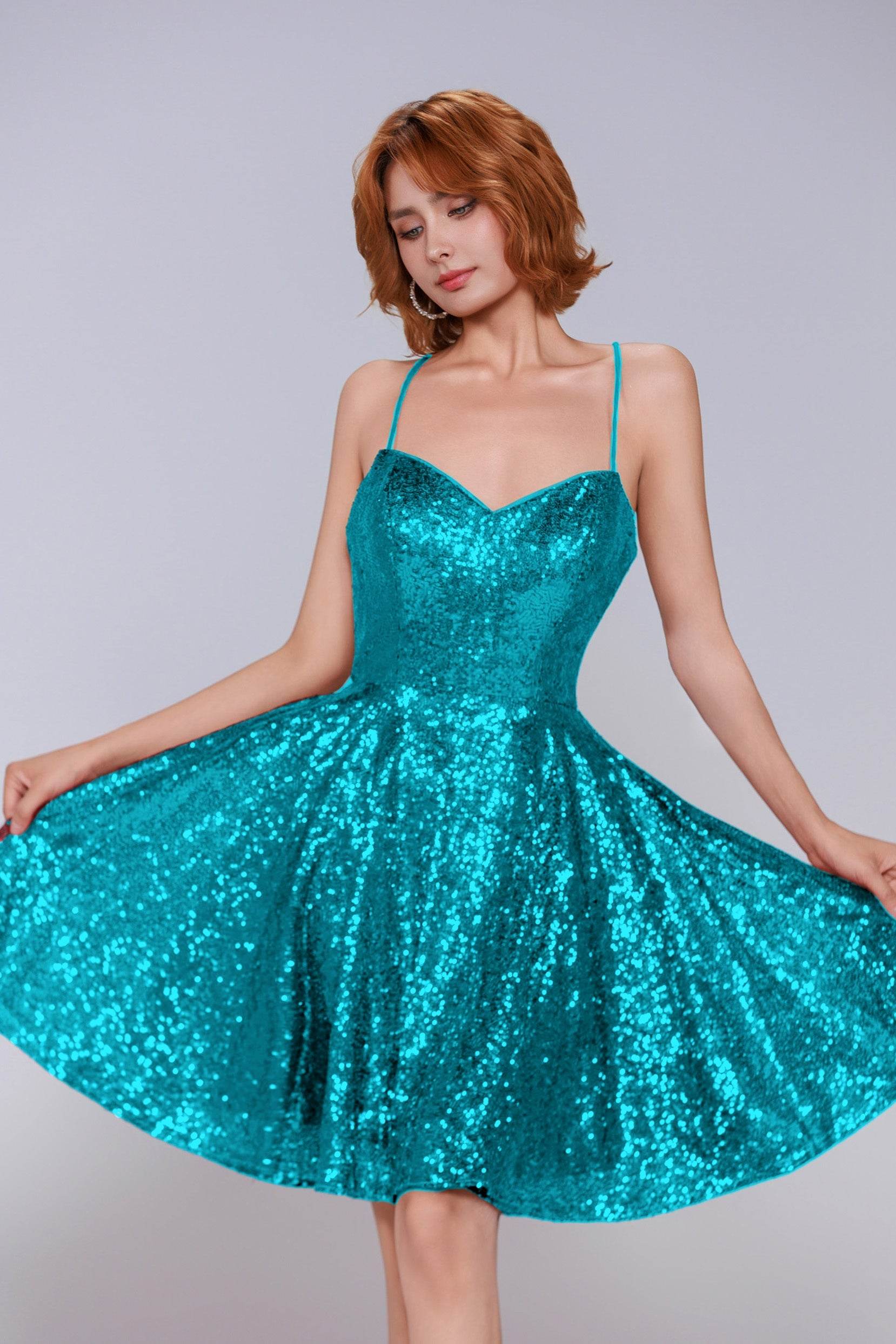 A-Line Mini Sequined Homecoming Dress CS0983 - COCOMELODY