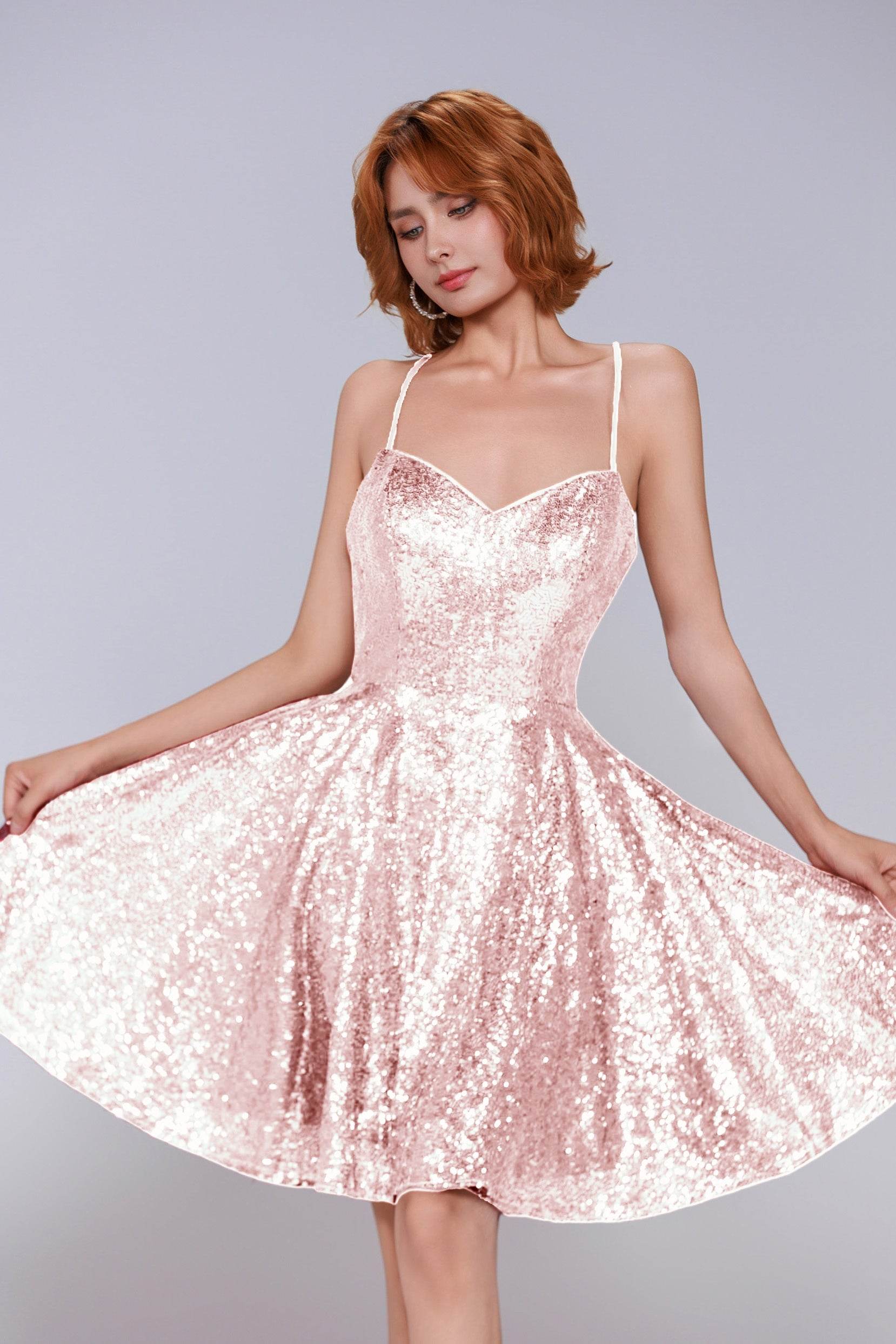 A-Line Mini Sequined Homecoming Dress CS0983 - COCOMELODY