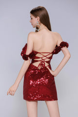 Sheath-Column Mini Sequined Homecoming Dress CS0984 - COCOMELODY