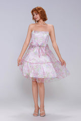A-Line Mini Printed Gauze Homecoming Dress CS0986 - COCOMELODY