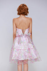 A-Line Mini Printed Gauze Homecoming Dress CS0986 - COCOMELODY