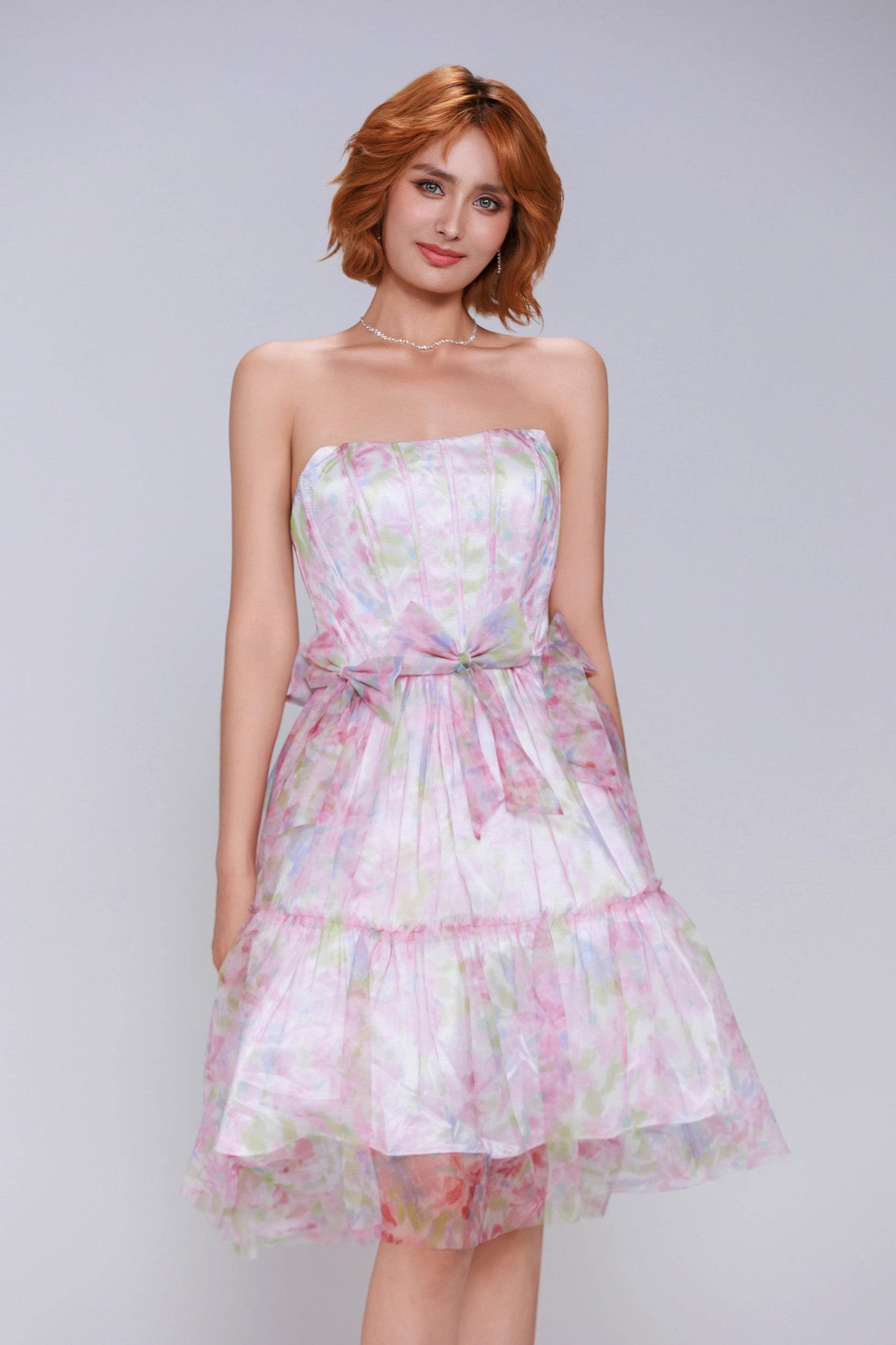 A-Line Mini Printed Gauze Homecoming Dress CS0986 - COCOMELODY