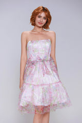 A-Line Mini Printed Gauze Homecoming Dress CS0986 - COCOMELODY