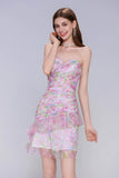 Sheath-Column Mini Printed Gauze Homecoming Dress CS0987 - COCOMELODY