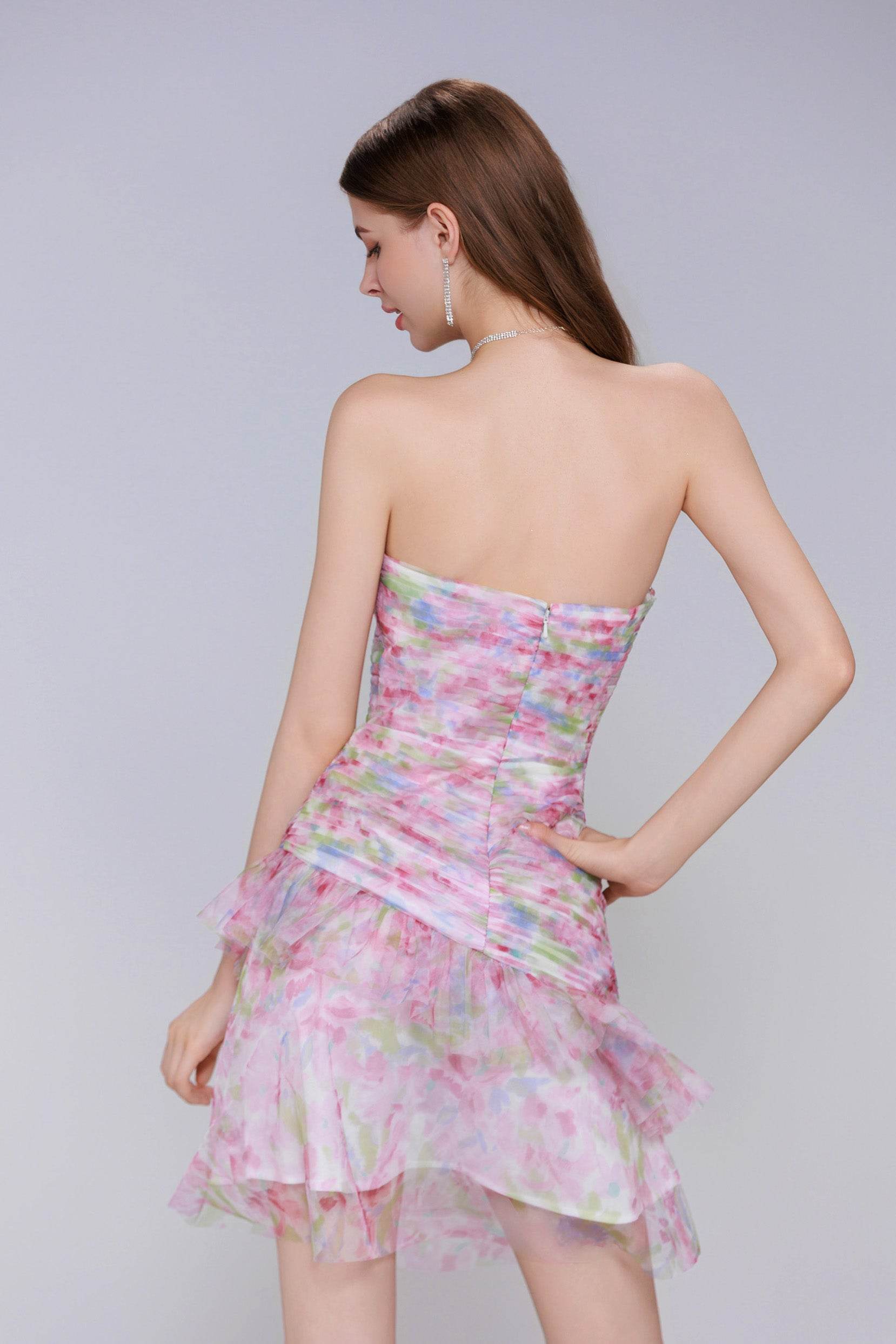 Sheath-Column Mini Printed Gauze Homecoming Dress CS0987 - COCOMELODY