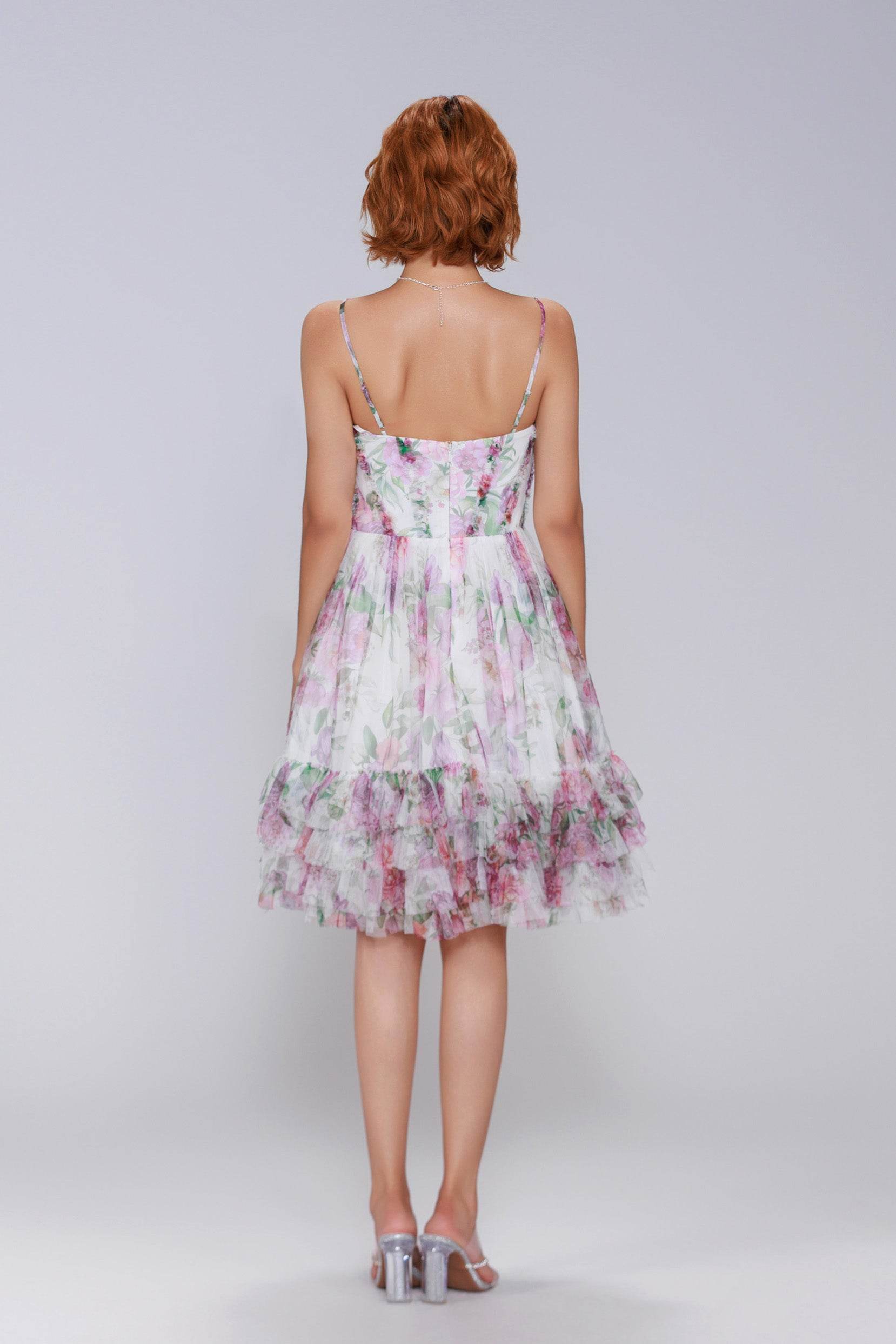 A-Line Mini Printed Gauze Homecoming Dress CS0988 - COCOMELODY