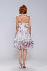 A-Line Mini Printed Gauze Homecoming Dress CS0988 - COCOMELODY