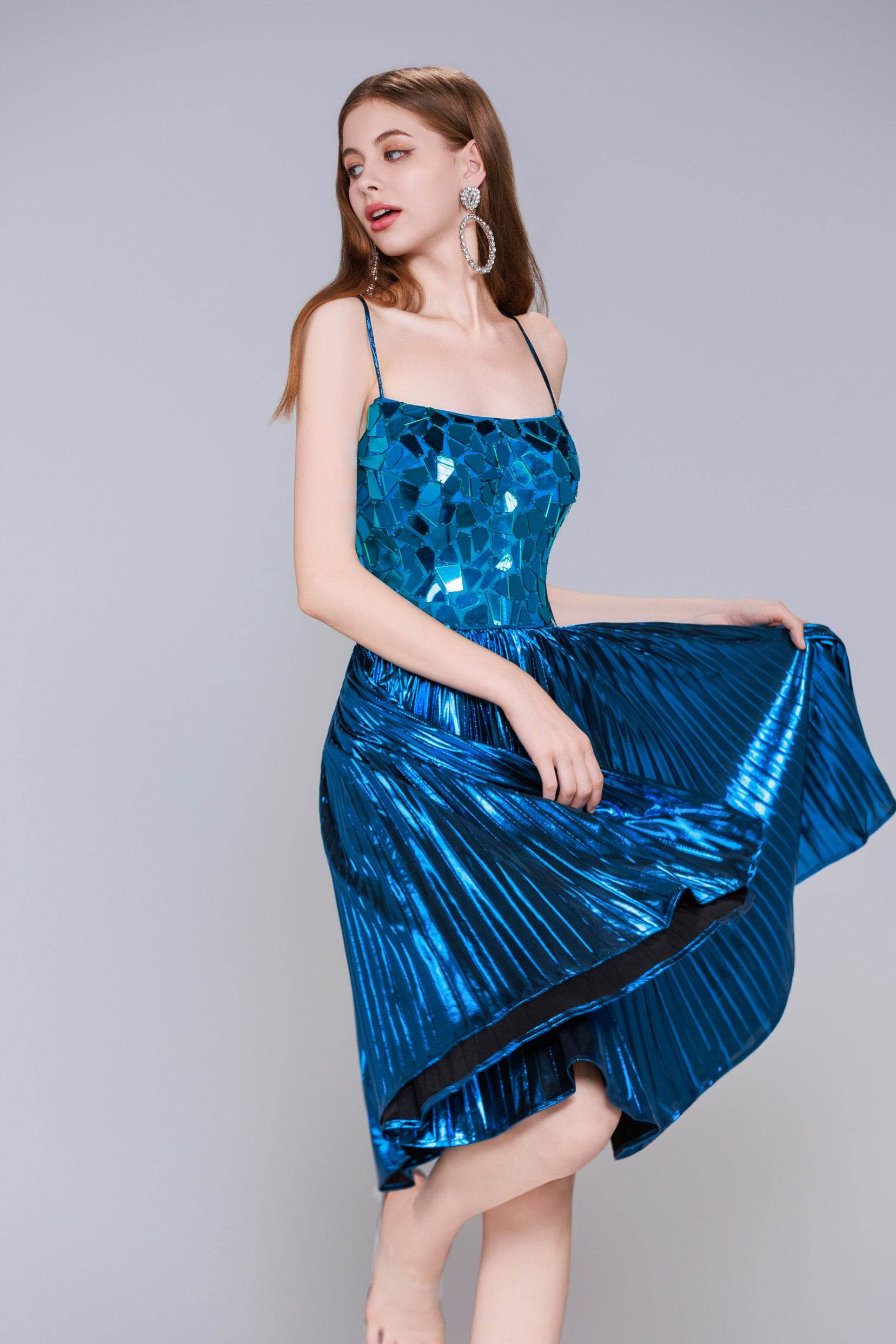 A-Line Mini Metallic Homecoming Dress CS0990 - COCOMELODY