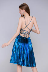 A-Line Mini Metallic Homecoming Dress CS0990 - COCOMELODY