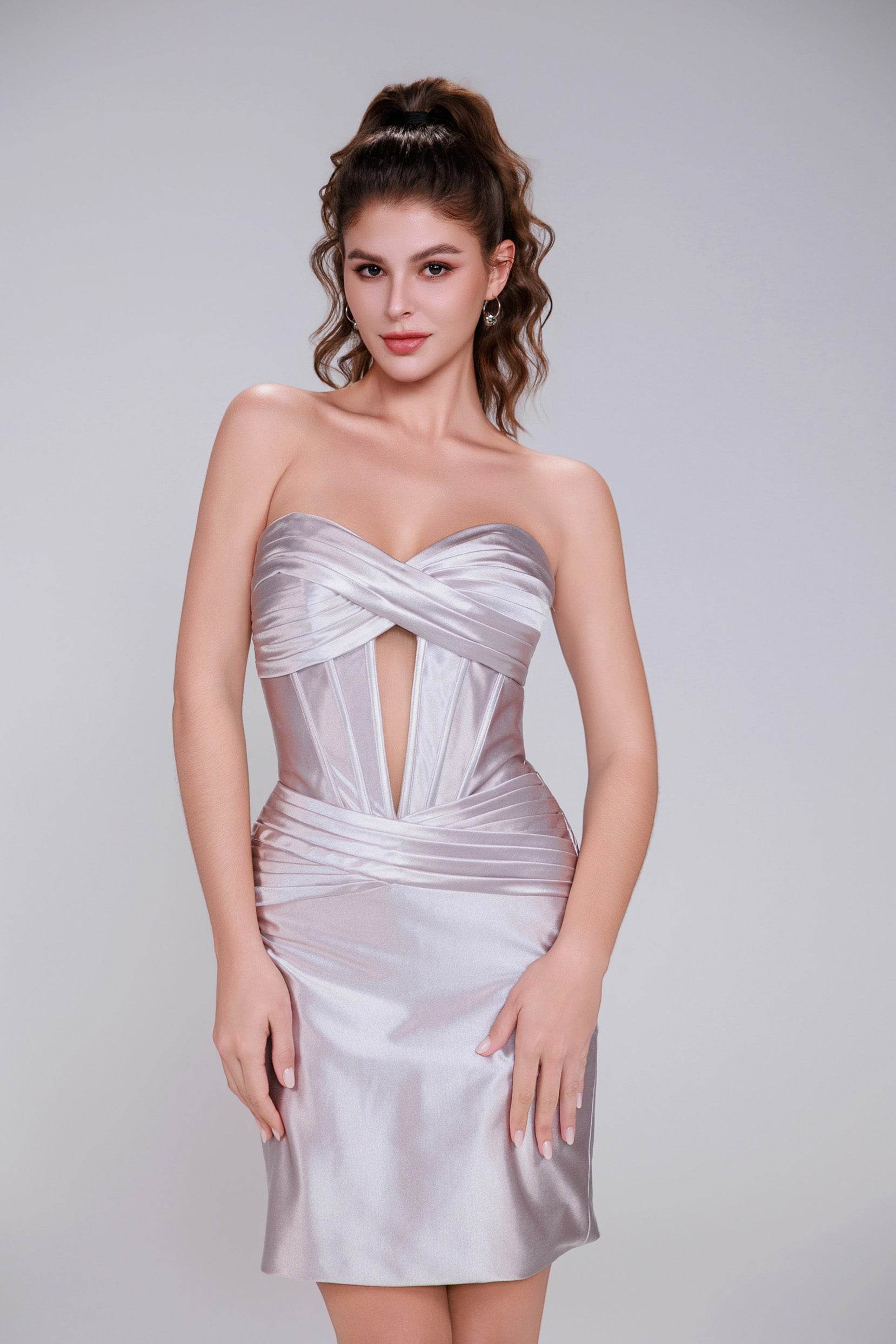 Sheath-Column Mini Stretch Satin Homecoming Dress CS0991 - COCOMELODY