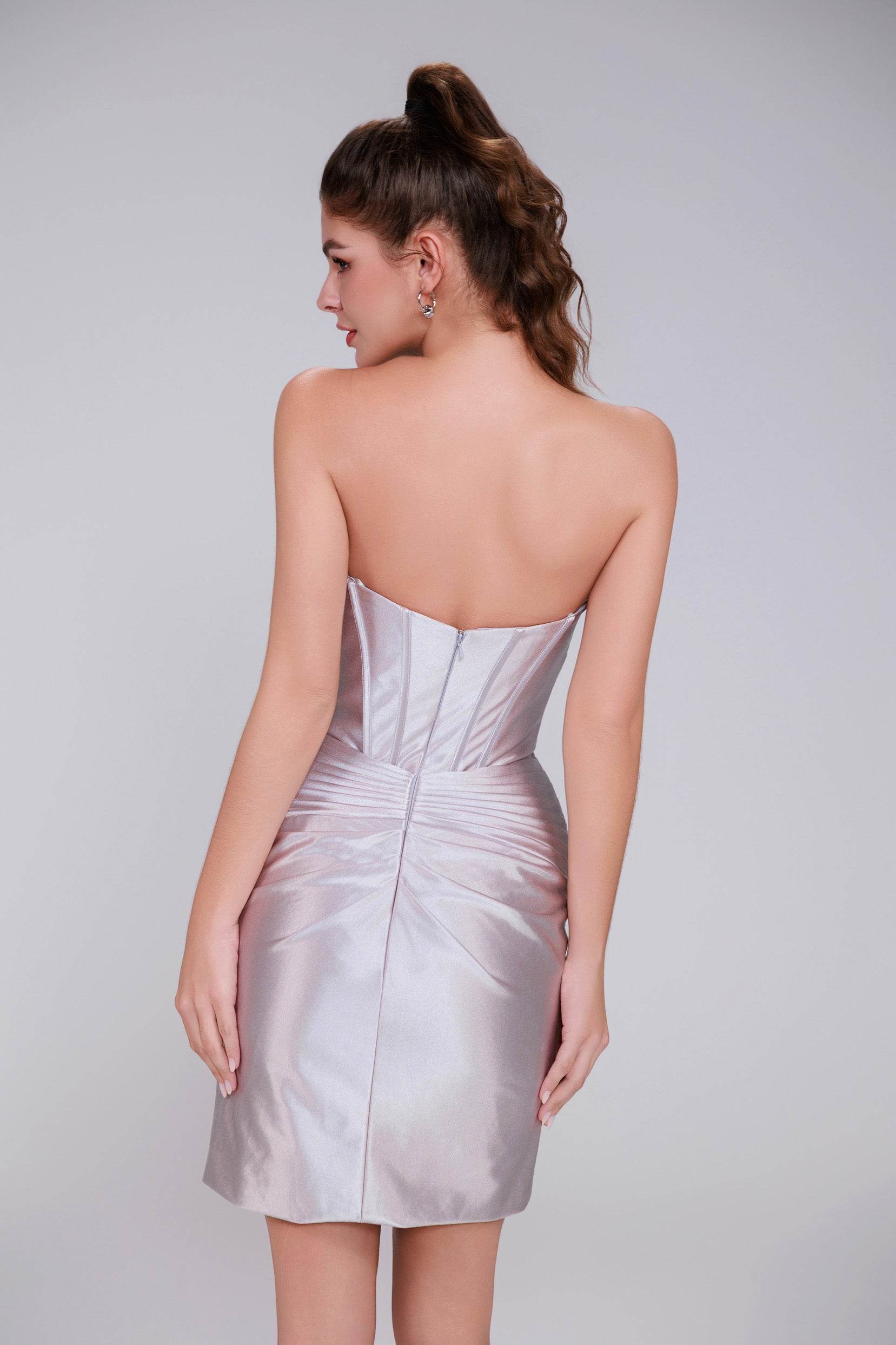 Sheath-Column Mini Stretch Satin Homecoming Dress CS0991 - COCOMELODY