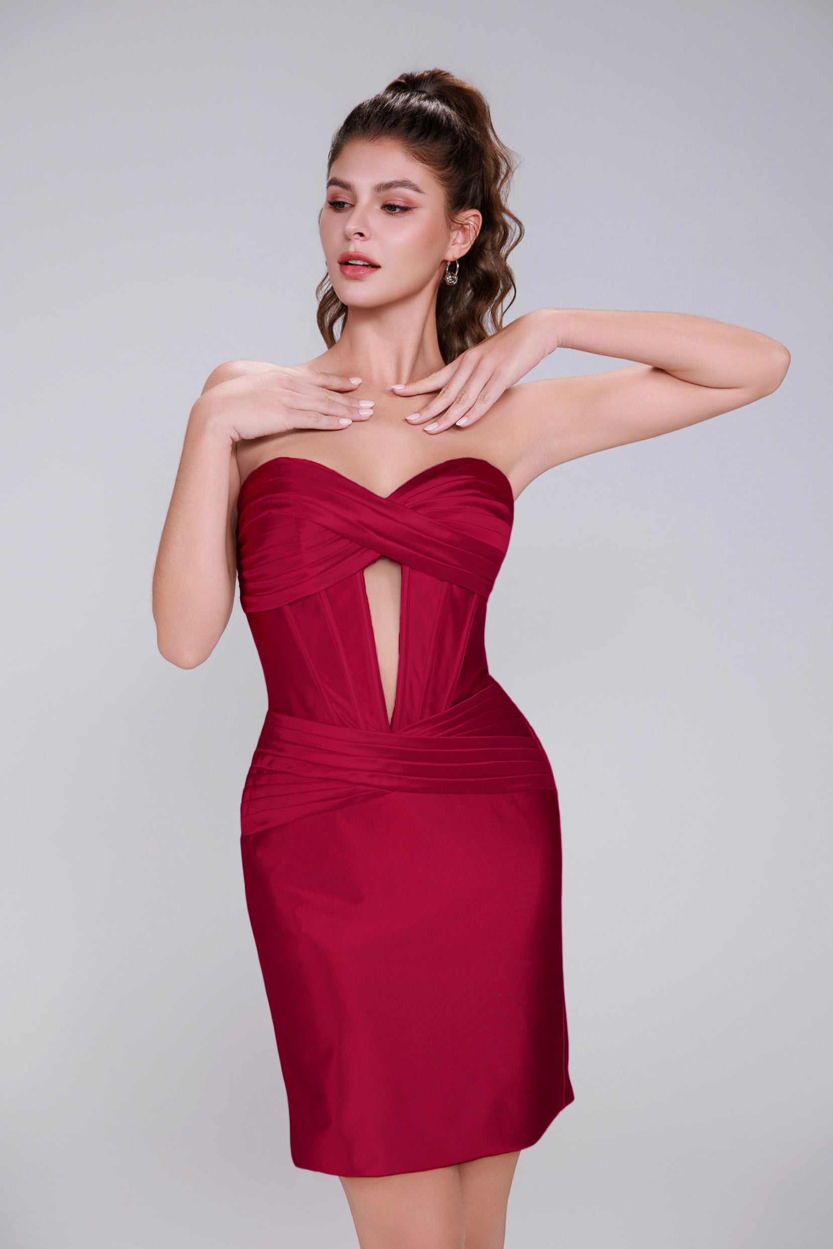 Sheath-Column Mini Stretch Satin Homecoming Dress CS0991
