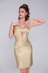 Sheath-Column Mini Stretch Satin Homecoming Dress CS0991