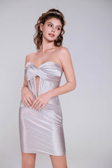 Sheath-Column Mini Stretch Satin Homecoming Dress CS0991 - COCOMELODY