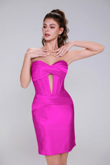 Sheath-Column Mini Stretch Satin Homecoming Dress CS0991