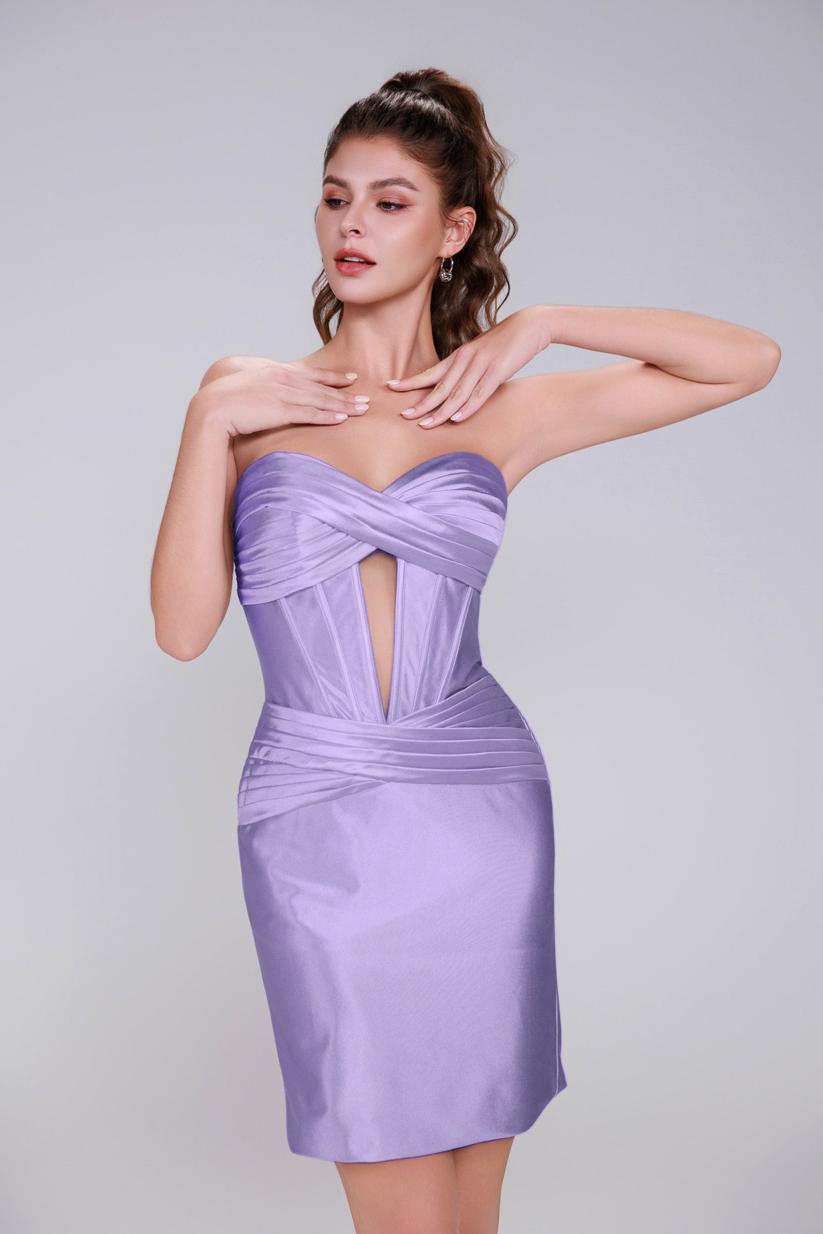 Sheath-Column Mini Stretch Satin Homecoming Dress CS0991