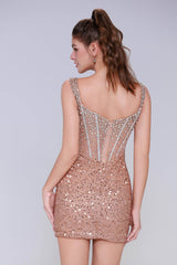Sheath-Column Mini Sequined Homecoming Dress CS0996 - COCOMELODY